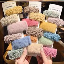 Cute Hair Clip Women Ins Plush Mesh Red Hairy Side Clip Girl Clip Head Decorated Top Clip Sheep Lamb Hair children Card