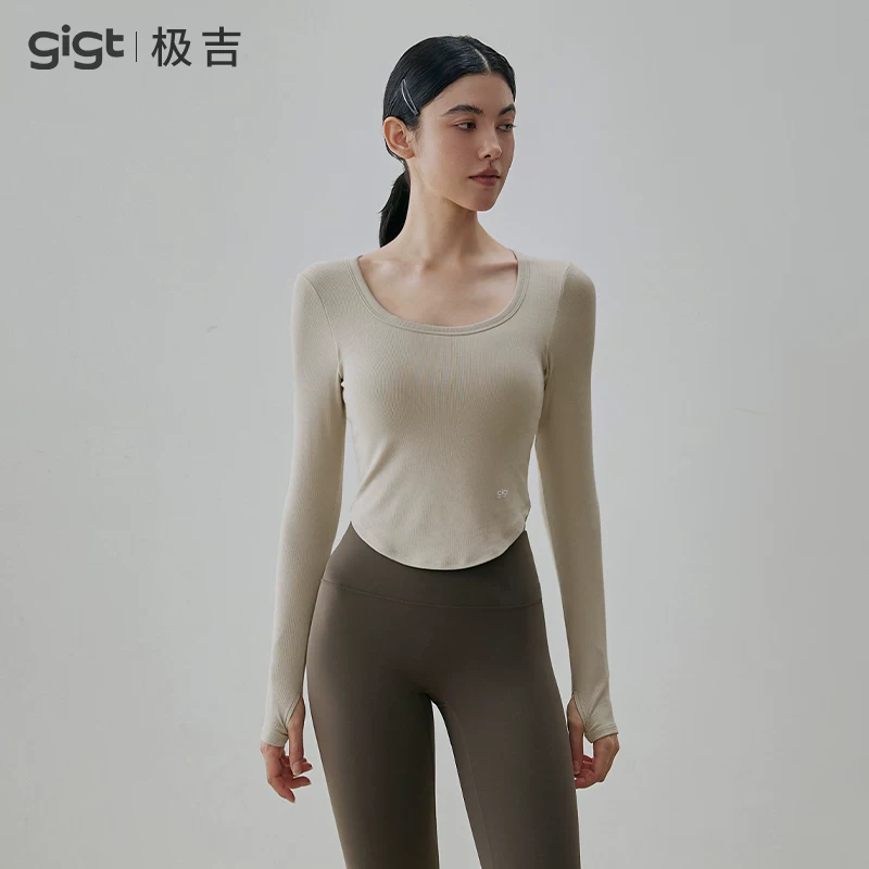 Коллекция женской одежды для йоги Jiji Yunwei 2024 новая fitness топы облегающий покрой топлистый длинный рукав спортодежда