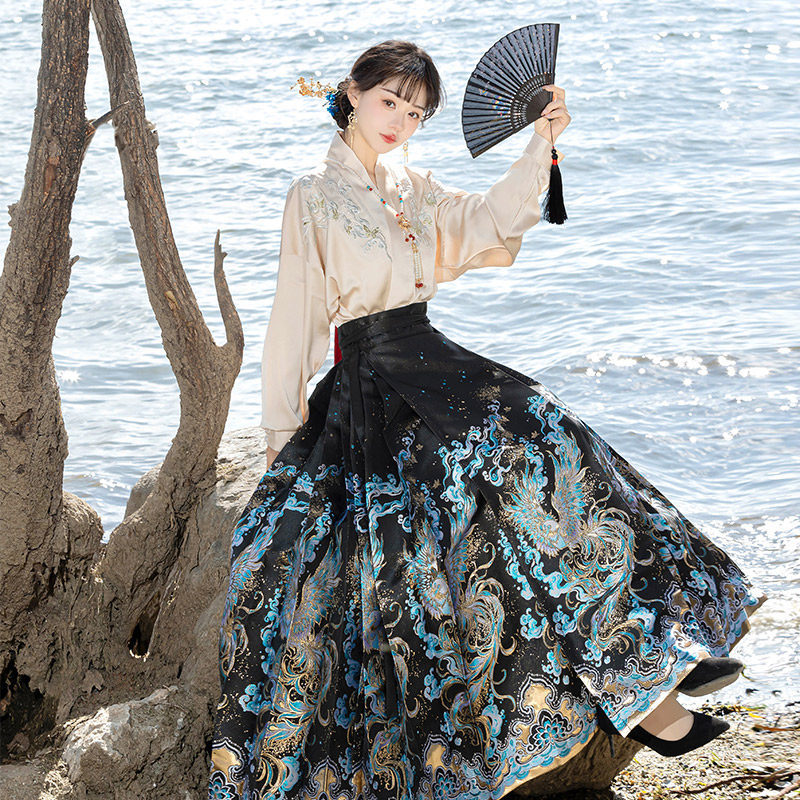 Yutang original Xuehuang Hanfu, женская новая тканая юбка с золотым конем в китайском стиле, костюм с рукавами-самолетами, древний костюм в национальном стиле на весну и лето Изображение 1