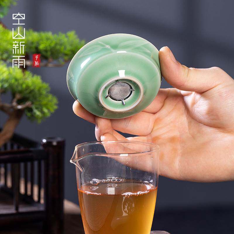 Karshan New Rain Creative Long Quanqing Porcelain Kongfu Tea Furniture Accessories Bamboo Rhyme Tea Totea Leak Tea Ceramic Filter-Taobao