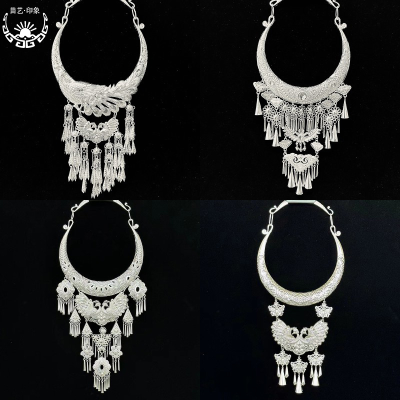 Miao and Dong Ethnic Minority Headwear, Characteristic Handmade Silver Jewelry Choker, Festival Dance Performance Miao Accessories Necklace for Women Miao and Dong Ethnic Minority Headwear, Characteristic Handmade Silver Jewelry Choker, Festival Dance Performance Miao Accessories Necklace for Women