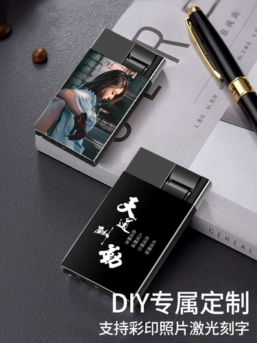 Мужская ветрозащитная высококлассная ультратонкая креативная зажигалка, делается под заказ, популярно в интернете, подарок на день рождения