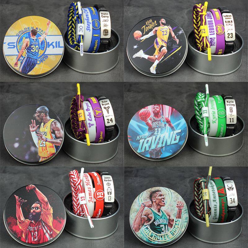 NBA Basketball Bracelet All-Star Curry James Kobe Irving Harden Sports Rope Silicone Welded wrist