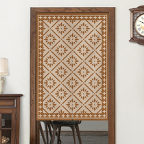 American plaid door curtain partition curtain kitchen semi-curtain short curtain bedroom free of punching and hanging curtain home Xuanguan cloth art curtain