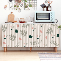 Cabinet shielded curtain free of punch and waterproof oil-proof cloth-curtain kitchen cabinet door curtain semi-curtain rail-type dust-proof curtain