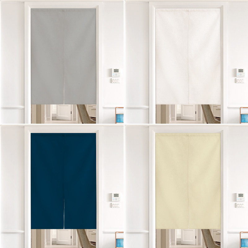 Custom Japanese-style solid color door curtain partition window bedroom free punch hanging curtain kitchen powder room fabric half curtain short curtain