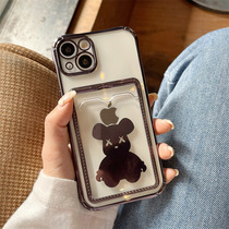 Violent Bear New Apple 14 promax mobile phone case 12 can be placed on iPhone 13 card set 11 door card card 8plus silicone gel x electroplating x anti-fall all-pack se