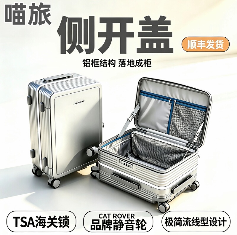 Meow Travel Suitcase Side-Opening Deep Compartment Large Capacity Travel Suitcase 20inch Business Trip Boarding Password Suitcase for Male Students Meow Travel Suitcase Side-Opening Deep Compartment Large Capacity Travel Suitcase 20inch Business Trip Boarding Password Suitcase for Male Students