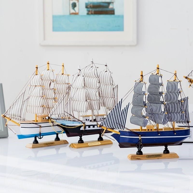 Commemorative ship seat-style creative ship model ornaments New House housewarming sail material handmade wooden toy store
