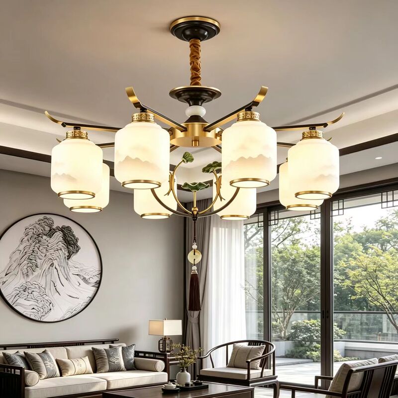 New Chinese-Style Chandelier Living Room Lamp Chinese Style Zen Bedroom Dining Room Ceiling Lamp Modern Simple Ceiling-Mounted Home Lighting Fixtures New Chinese-Style Chandelier Living Room Lamp Chinese Style Zen Bedroom Dining Room Ceiling Lamp Modern Simple Ceiling-Mounted Home Lighting Fixtures