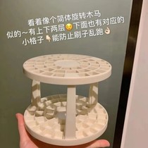 Makeup Brush Tool Containing Barrel Transparent Table Top Dresser Mouth red Beauty Eyebrow Pen Holder dust-proof with lid box