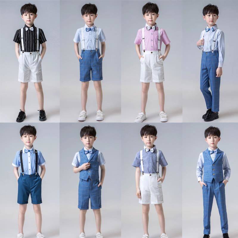 Children Suit Walking Show Long Sleeves Small Gentleman Clothes Flowers Children Spring Autumn New small host boy gown The piano jacket for short