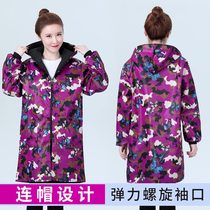 Winter lady middle-long plus-thicker clothes crystal cotton cover warm cook working clothes black