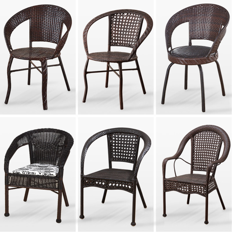 Household elderly chair rattan chair hand-woven rattan chair bamboo chair backrest chair Teng chair single small rattan chair