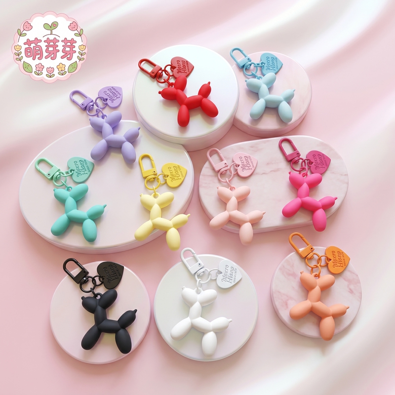 Colorful Acrylic Balloon Dog Keychain Pendant Heart Door Buckle Bubble Dog Luggage Earphone Case Phone Case Decoration