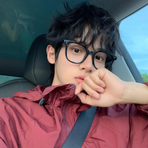 Color-changing black frame glasses for men with myopia optional astigmatism big face Japanese trendy black anti-blue light ultra-light eyes