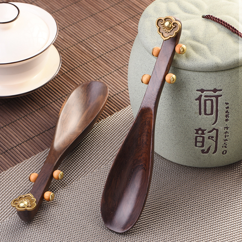 Black Sandalwood Pipa Tea Spoon Home Flower Pear Ruyi Tea Spoon Tea Spoon Tea Shovel Fetch Teaspoon Tea Dao 6 Gentleman Tea Set Accessories-Taobao