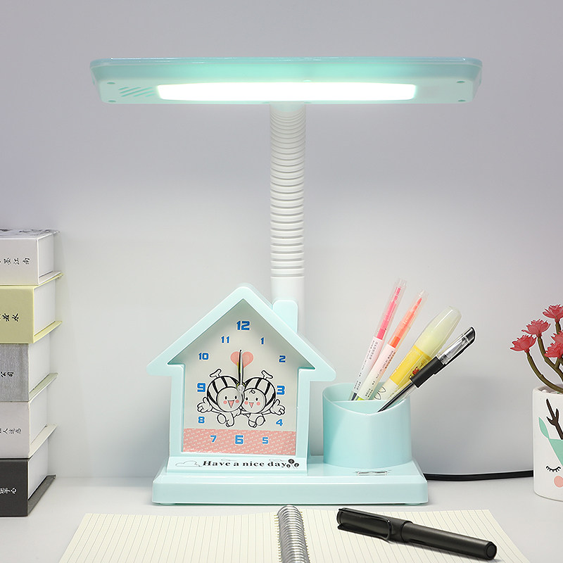 LED desk lamp eye protection desk student children's alarm clock vision protection bedroom dormitory plug-in cartoon bedside writing lamp