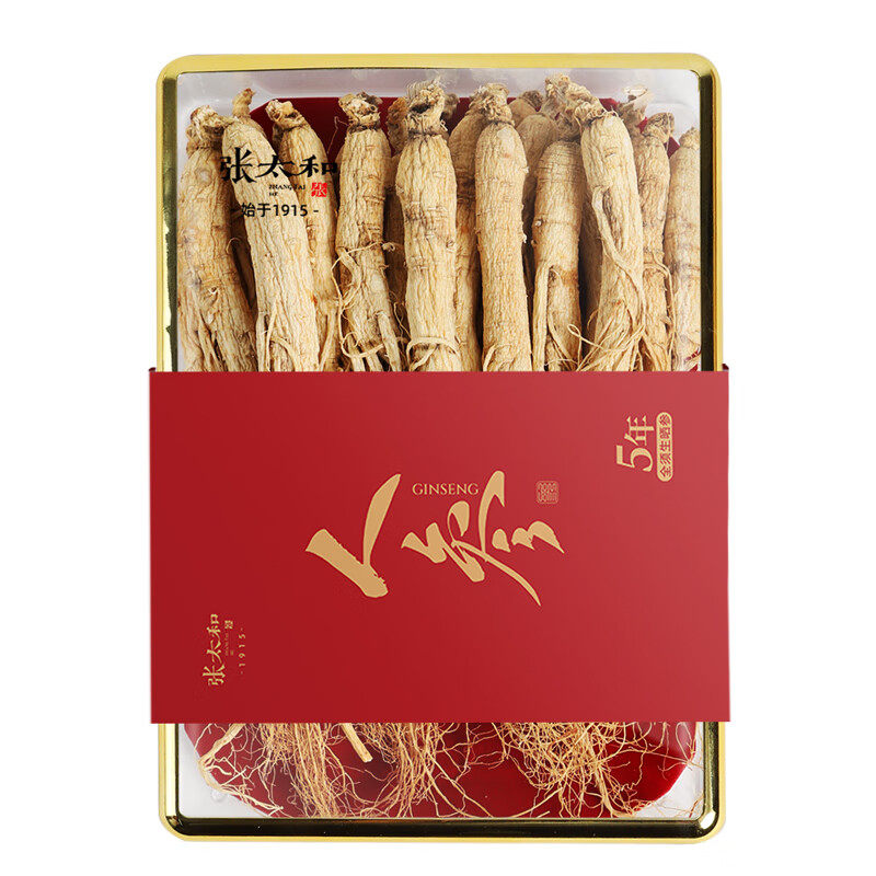 张太和 5年全须生晒参整枝年份足 礼品健康煲汤煮粥泡酒材料 张太和 5年全须生晒参量贩装 200g（约20支）