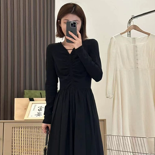 Черная летняя длинная юбка, французский стиль, изысканный стиль, подходит для подростков