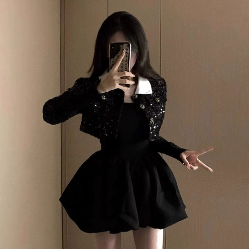 Черный летний приталенный корсет, мини-юбка, юбка, французский стиль, подходит для подростков