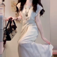 [Белый] [Одежда для пляжного отдыха/уникальная и уникальная юбка в холодном стиле/Французский стиль/темперамент/маленький и качественный/большой и красивый/популярный стиль этого года/версия трапеции/уменьшение талии/похудение]