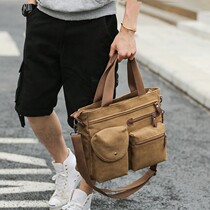 Japanese casual men's bag canvas bag shoulder messenger bag handbag business men's briefcase computer bag ins tide