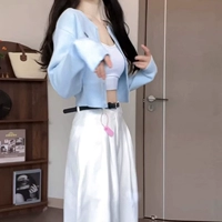 Синяя осенняя легкая и тонкая куртка, в стиле Шанель, изысканный стиль