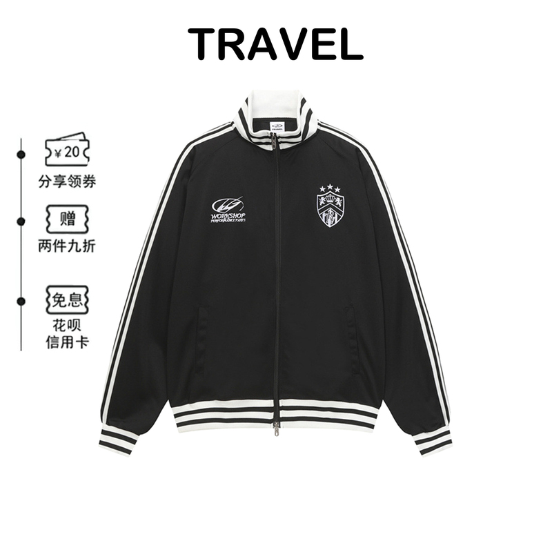 Miss Wu's Korean Travel Baseball Jacket, Same Style as Park Ji-Seong, with Letter Print, Vintage Loose Fit, Stand Collar Jacket