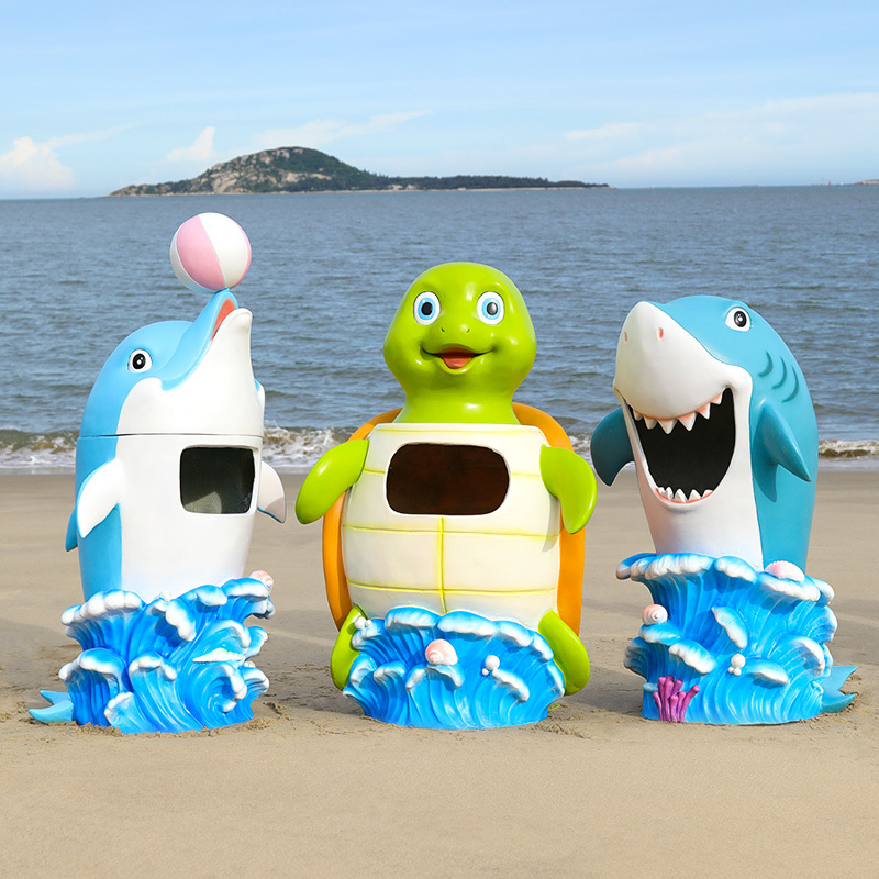 Shopping Mall Scenic Area Ocean Park Trash Can Sculpture Hotel Cartoon Dolphin Theme Decoration Kindergarten Outdoor Ornaments