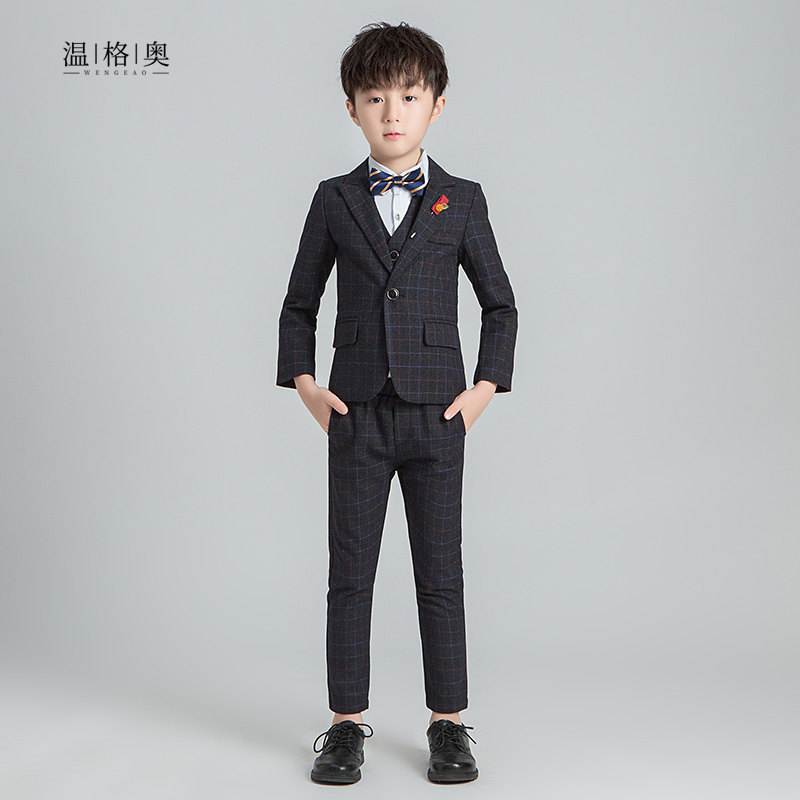 Children's suit vest suit 2021 new slim dress handsome boy one-year-old flower girl costume autumn and winter