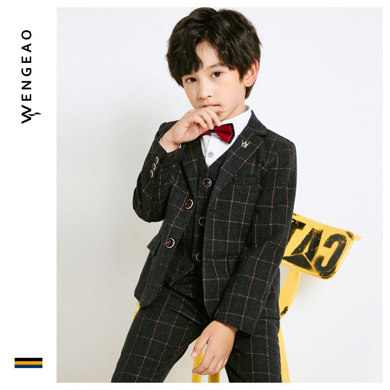 2022 Children's Gown Boy Suit Suit Spring Autumn Fashion West Suit Host Piano Flower Fairy Walk Show Out