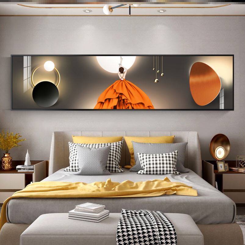 Bedside painting 2022 new master bedroom bedside background wall light luxury decoration sofa background wall banner light luxury style