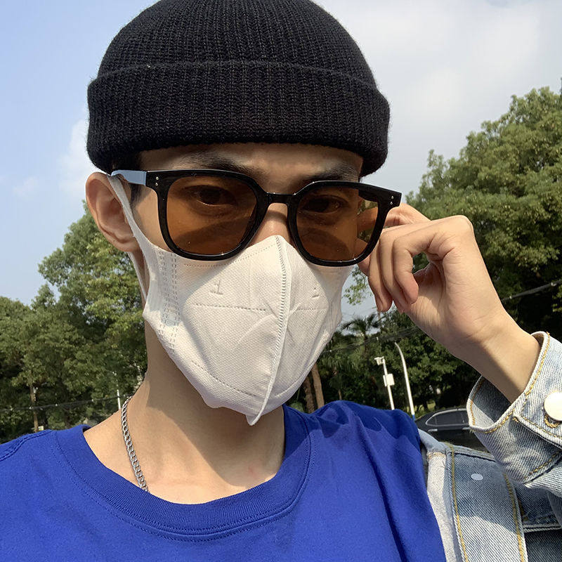 Wang Jiaer's same style of sunset color blush sunglasses black frame tea color sunset glasses ins Korean version sunshade UV protection