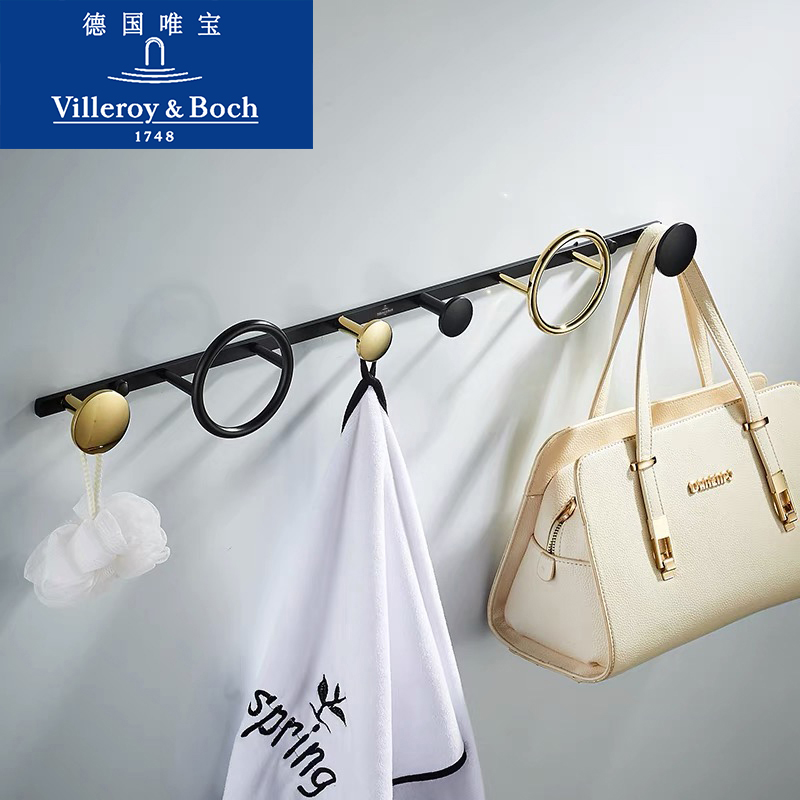 German Villeroy & Boch Nordic black gold brass wall hanging coat rack bedroom wall hanging bathroom net red light luxury multi-functional