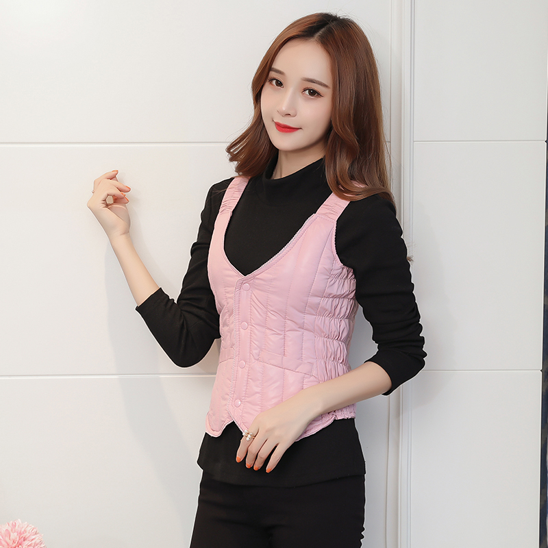 Down cotton interior wearing waistcoat female short style autumn winter liner down cotton vest woman light and thin warm winter hit bottom sill shoulder