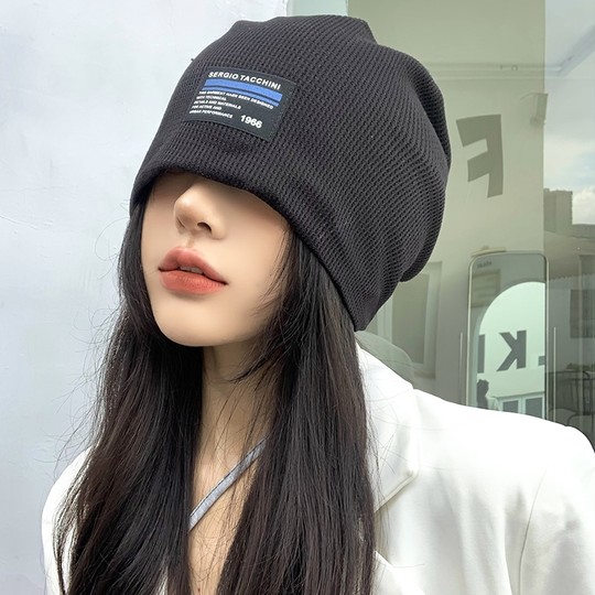 Celebridad de Internet delgada circunferencia de la cabeza grande sombrero para el frío sombrero de pila de punto suelto para hombres primavera y otoño para mujeres ins tendencia de sombrero de confinamiento de estilo japonés fresco