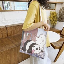 Canvas bag women shoulder bag crossbody bag ins canvas bag Hand bag college students class large capacity minority summer