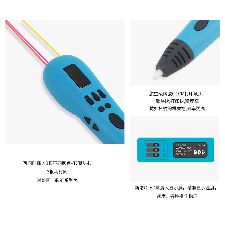 Три Ди Ноью? В original: "Three Di Thinking 3dsway 3D Printing Pen Three -color Children Adult Enter high -performance professional version of the three -dimensional painting, graffiti pens, three d printing pen, not hot"