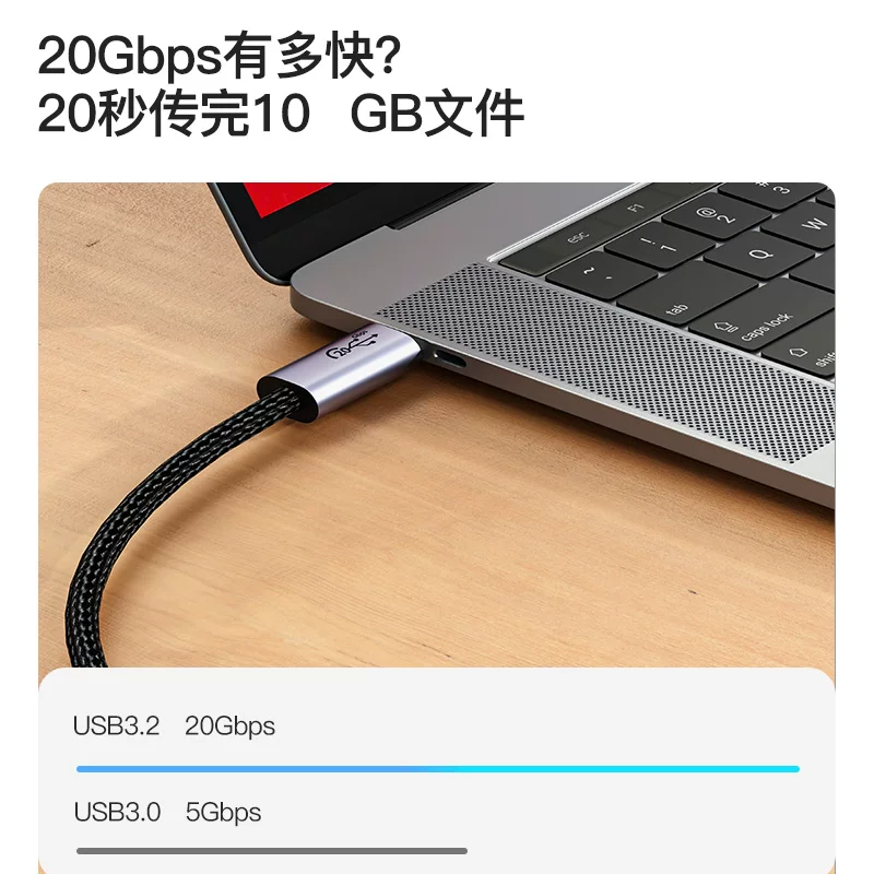 Двухтипный кабель Type-C USB3.2 GEN2 подходит для Apple ноутбука, полный функциональный передаточный кабель 20 Гбит/с