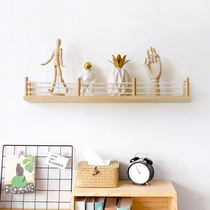 Nordic style wall decoration solid wood wall hanging rack living room background wall array TV wall creative storage rack