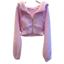 Big brand womens clothing tail goods cut off clearance clearance solid color short zipper hooded drawstring warm jacket womens tops