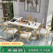 Custom Marble Tea Table Chairs Combined Modern Office Tea Table One Table Four Chairs Iron Art Light Lavish Tea Table