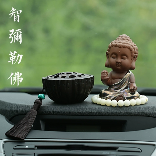 Đồ trang trí xe hơi bằng gỗ đào hoa sen Đồ trang trí bảng điều khiển trung tâm Zen Nội thất cối xay gió Trung Quốc dành cho nam và nữ áo bọc ghế ô tô 