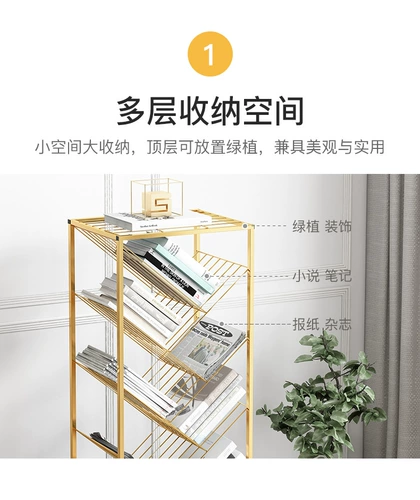 Объединить легкую роскошную книжную стенд простое хранилище простое посадку для студента творческого книжного шкафа Железное дерево полка