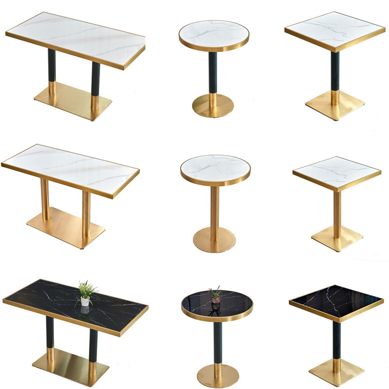 Light luxury milk tea shop table marble small round table and chair combination negotiation table cafe dessert shop sofa dining table