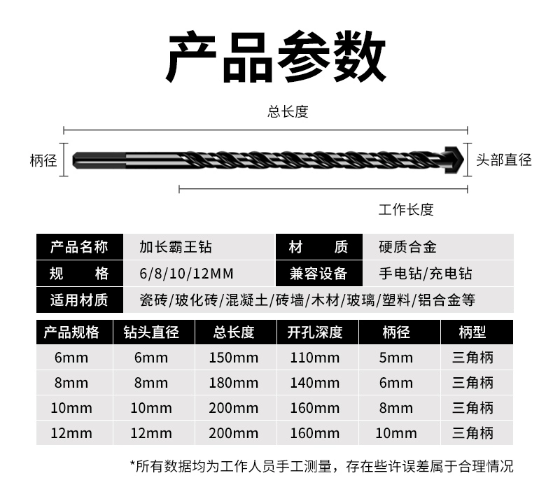 Mũi khoan gạch men mở rộng Overlord khoan bê tông xi măng chế biến gỗ gạch hợp kim hình tam giác đặc biệt xuyên tường bốn lưỡi