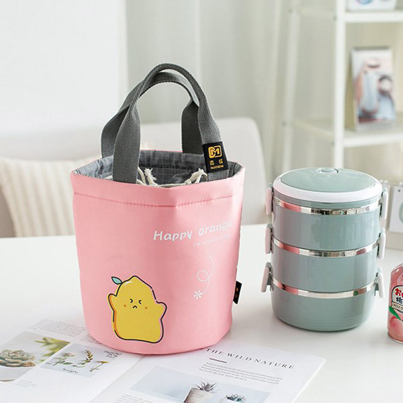 Round Lunch Box Hand Bag Braising Kettle Insulation Bucket Lunch Box Bag Lunchbox Bag Lunch Bag Office Lunch Bag-Taobao