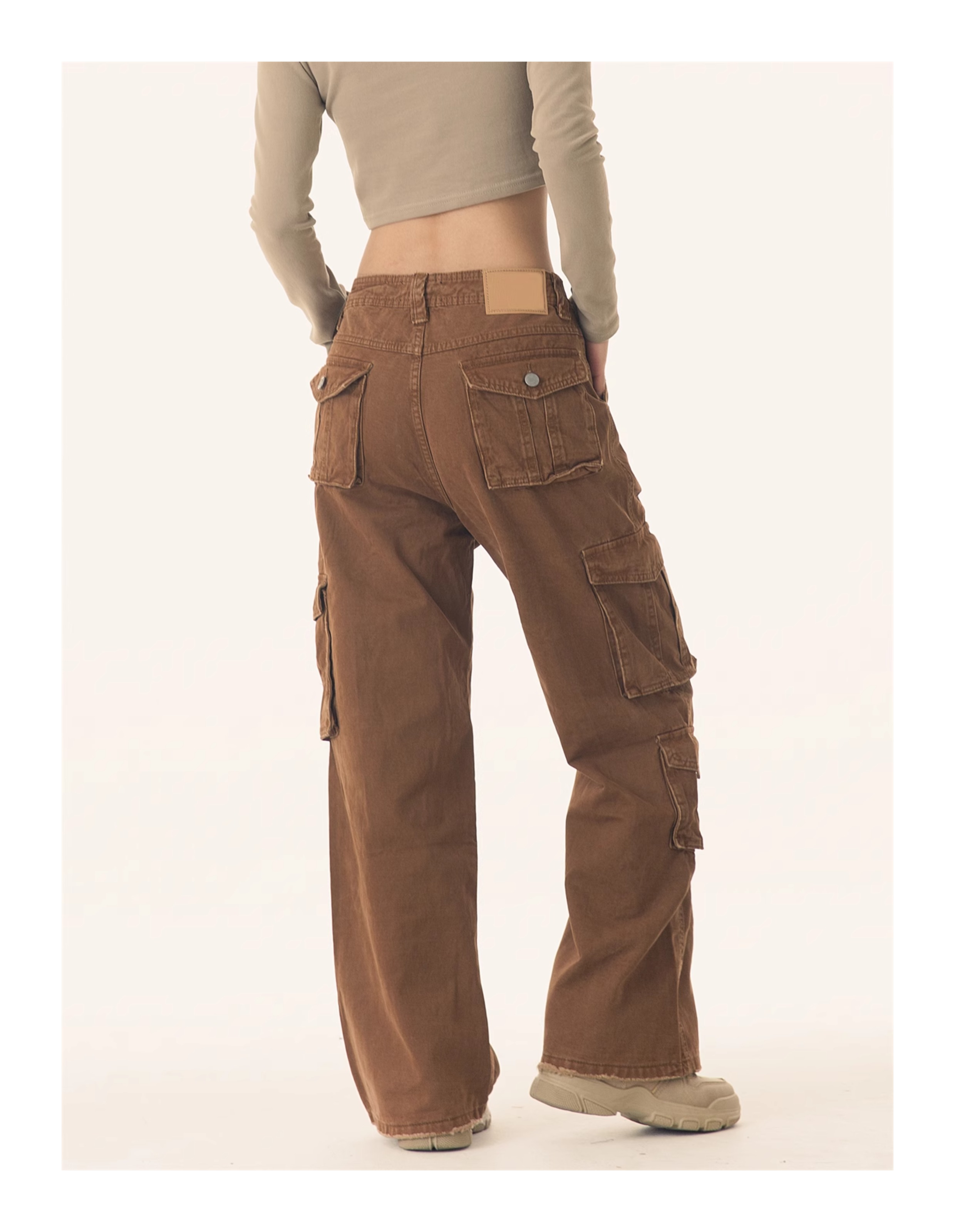 PEACEMARKET Autumn Winter Melad Washed Vintage Cargo Pants For Women Petite Tall Loose Jeans_voghion.com