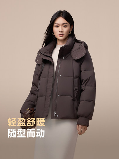 雅鹿连帽羽绒服妈妈冬装2025新款中老年时尚休闲防风保暖外套女装